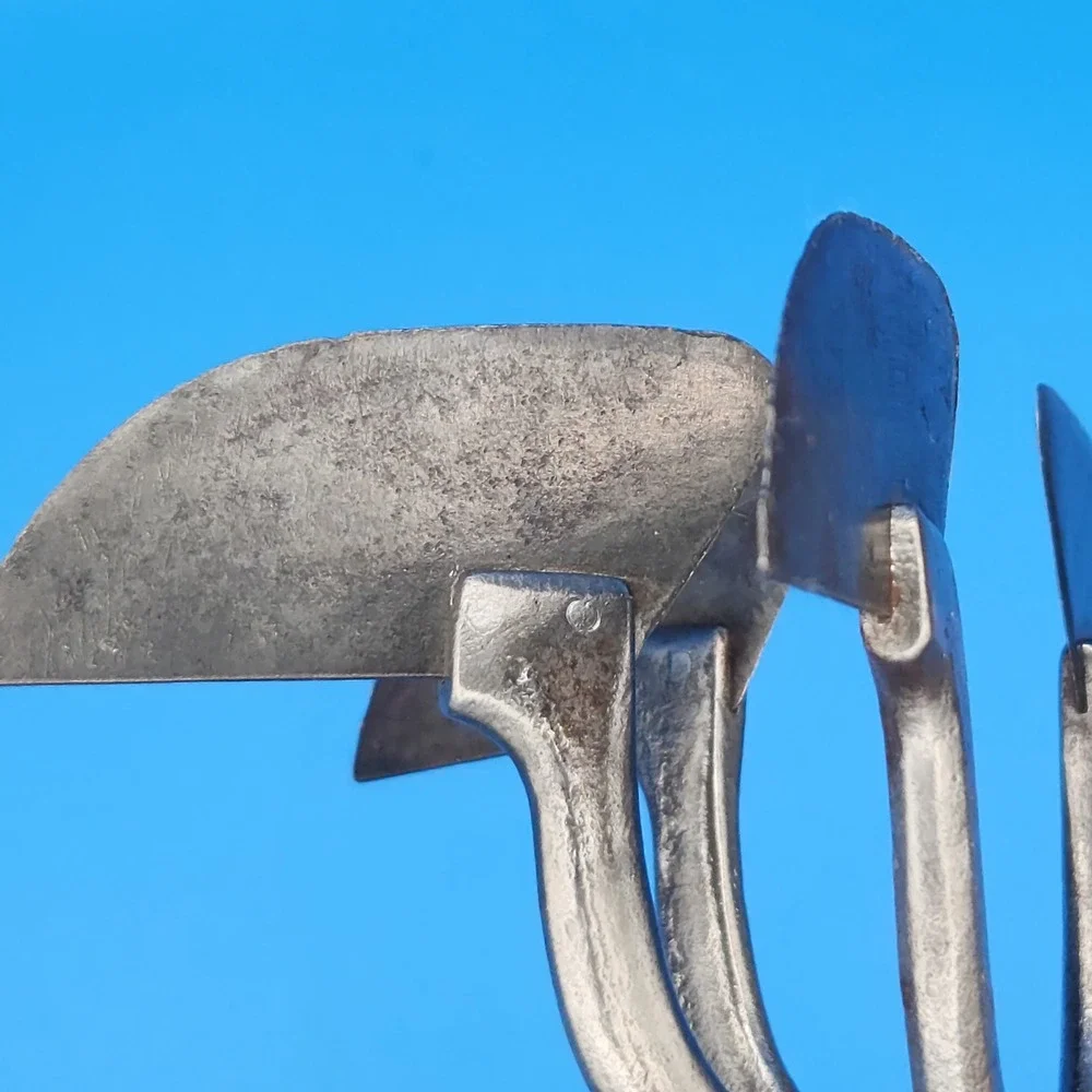 Vintage 6 Blade Primitive Hand Chopper Knife Blades‎ with Wooden Handle